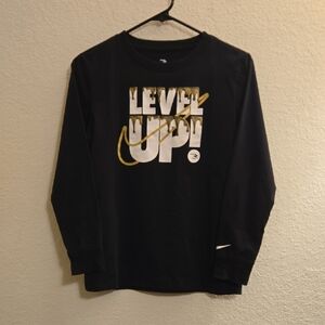Nike 3 Brand Black and Gold Long Sleeve Tee - Large (12-13)